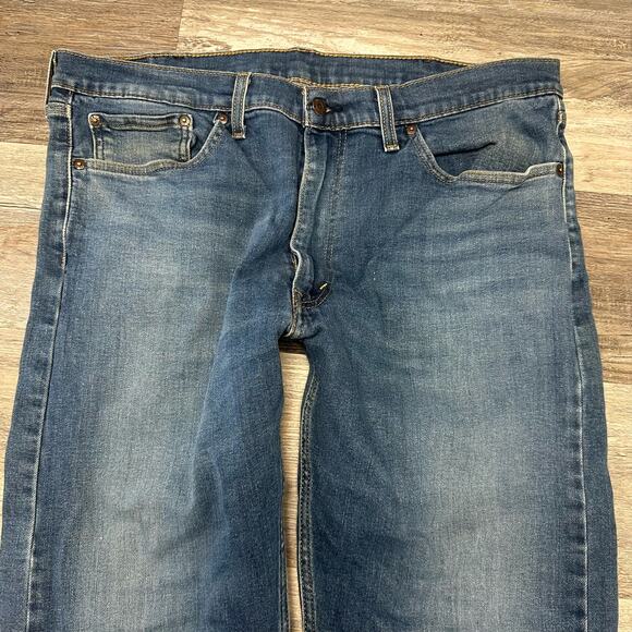 Levis 505 Red Tab Blue Mens 38x30 Straight Medium Wash Faded Front Denim‎ Jeans - Picture 3 of 11